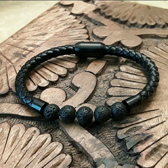 Other - C4 NEW Leather Aroma Lava Stone Bracelet
